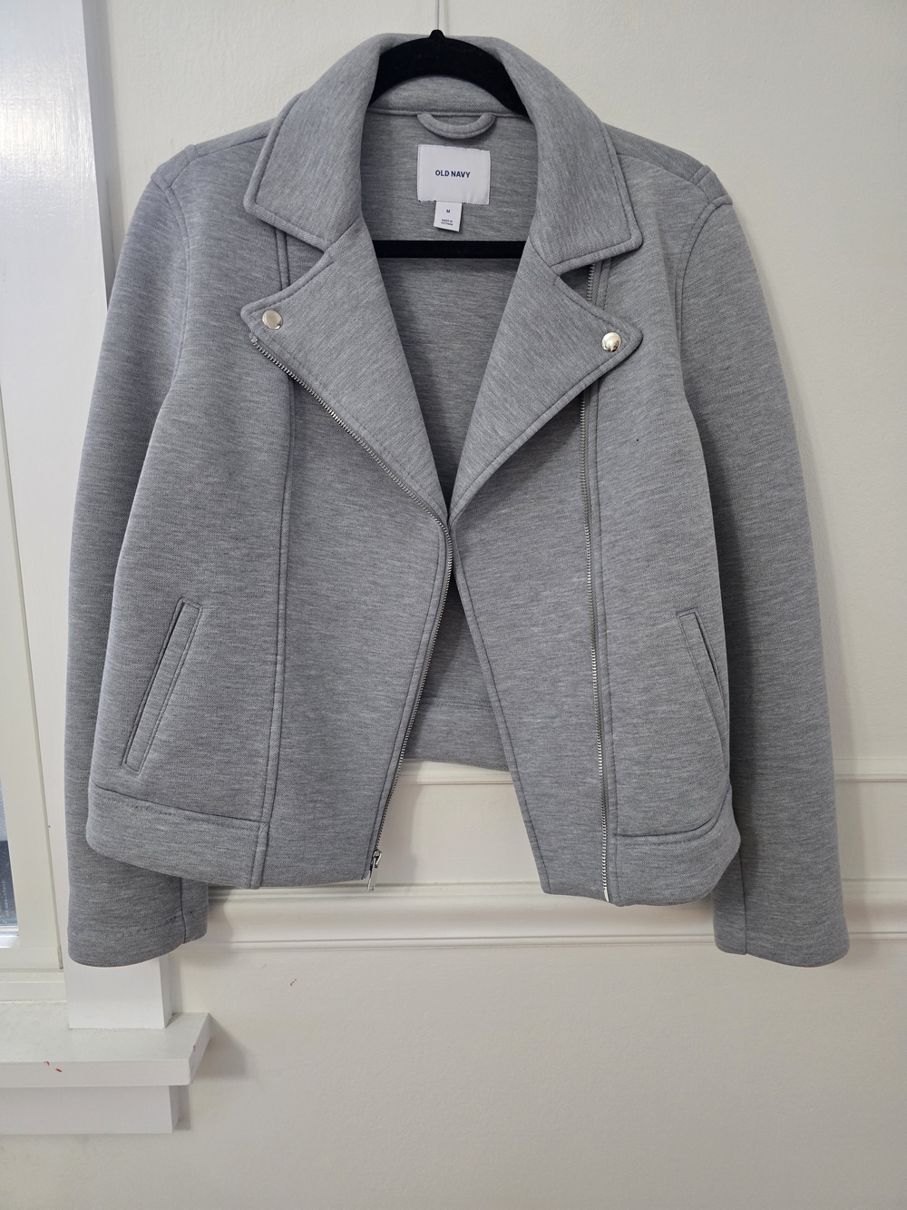 Old Navy Light Gray Moto-Style Bomber Jacket